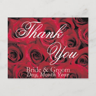 Tiefe Rote Rosen Vielen Dank Postcard (1) Postkarte