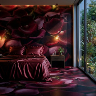 Tiefe rote Rosenblütenblätter Elegante florale Ker Fliese