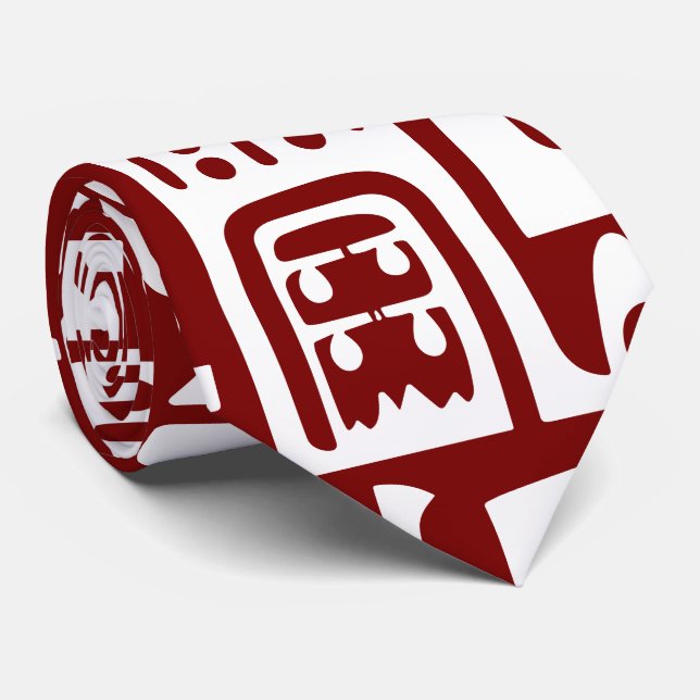 tiefe rote und weiße Doodles mit 7 Krawatte (Gerollt)