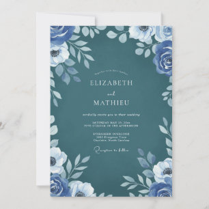 Tiefe Schiefer-Pfingstrosen-Hochzeit Einladung