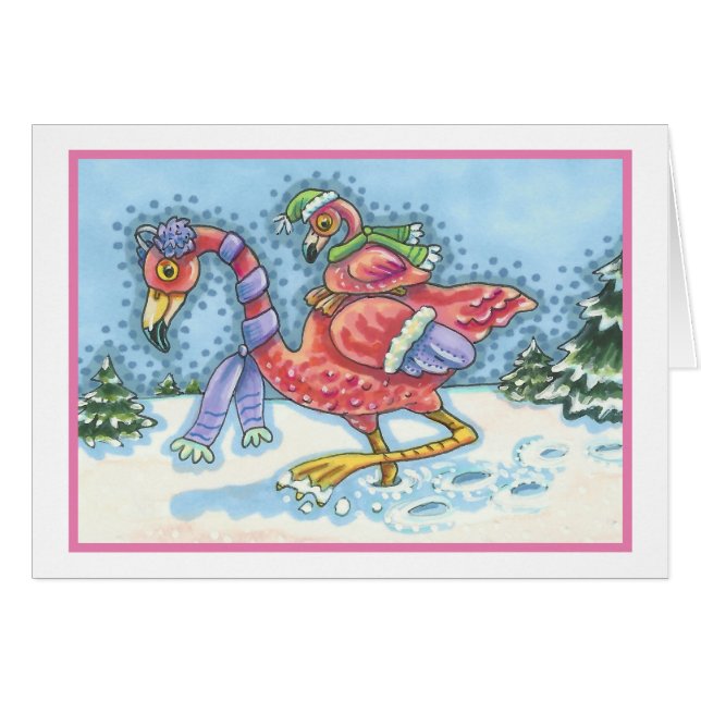 TIEFE SCHNEESPINK FLAMINGO, FERIENKARTE B (Vorderseite (Horizontal))