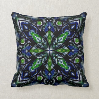 Tiefe Smaragdgrün-u. Blau-Mandala Kissen