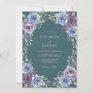 Tiefe Teal-Lavendel-Hochzeit Einladung