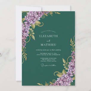 Tiefe Teal-Lilien-Eukalyptus-Hochzeit Einladung