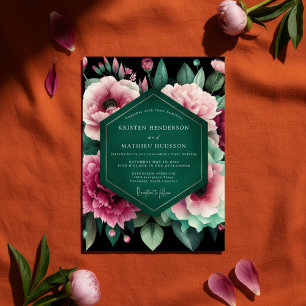 Tiefe Üppigkeit der Smaragd-Blumen-Hochzeit Einladung