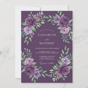 Tiefe Veilchenblüten-Hochzeit Einladung