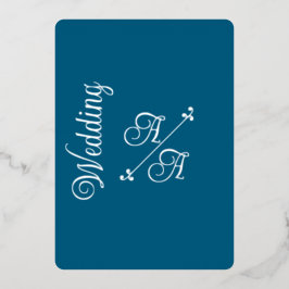 Tiefer Aquamariner, solider Silberstreifen Folieneinladung