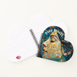 Tiefer Atem, Motivierend Zitat, Blau und Gold. Notizbuch