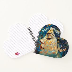 Tiefer Atem, Motivierend Zitat, Blau und Gold. Notizbuch