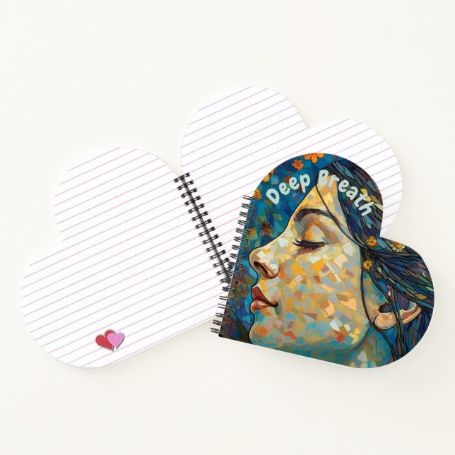Tiefer Atem, Motivierend Zitat, Blau und Gold. Notizbuch (Innenseite)