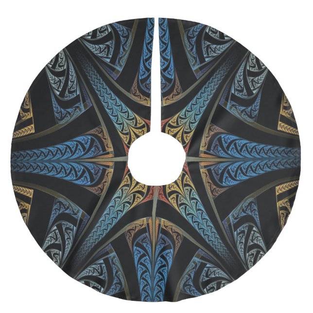 TIEFER BLAUER KELTISCHER KNOTEN-WEIHNACHTSrock Polyester Weihnachtsbaumdecke (Vorderseite)