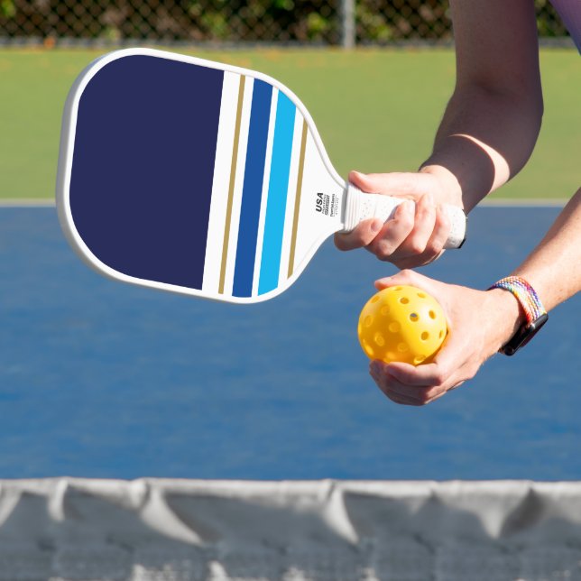Tiefer Navy Farbblock Sporty Blue Racing Streifen Pickleball Schläger (InSitu)