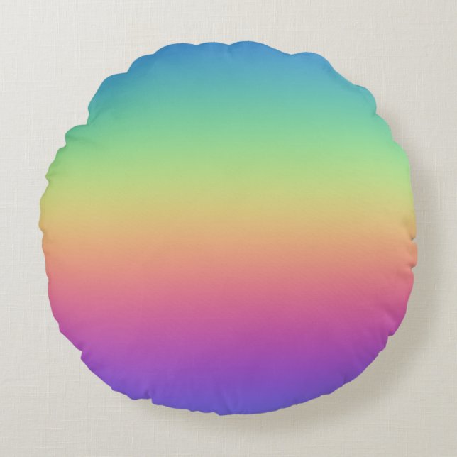 Tiefer Regenbogen-Gradient Rundes Kissen (Vorderseite)