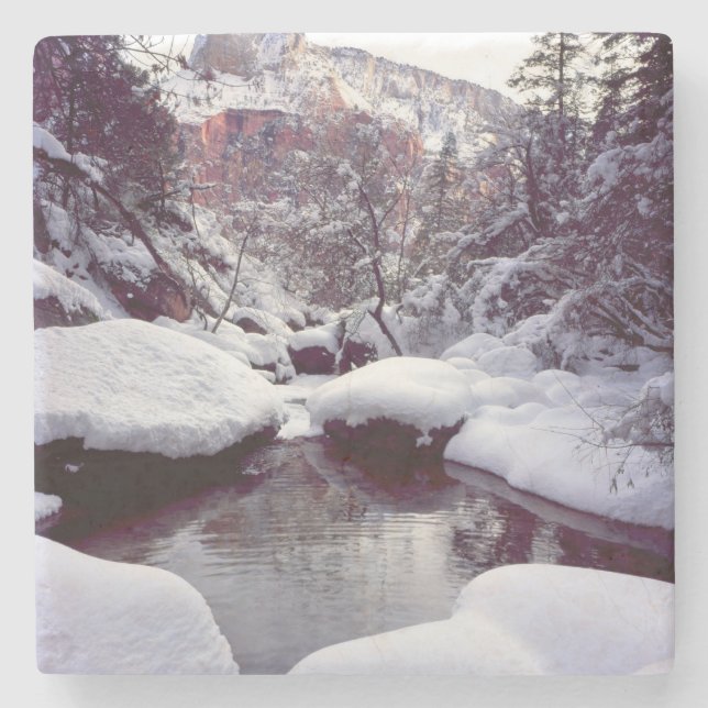 Tiefer Schnee bei Middle Emerald Pools Steinuntersetzer (Vorderseite)
