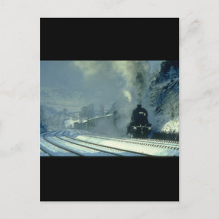 Tiefer Schnee macht die Go_Steam Trains Postkarte