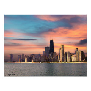 Tiefer Sonnenuntergang Chicago  Fotodruck