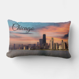 Tiefer Sonnenuntergang über Chicago Lendenkissen