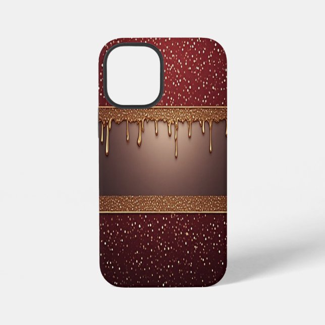 🌸 Tiefer Wein-Tropfen Eleganz über goldenem Glitt iPhone Hülle (Rückseite)