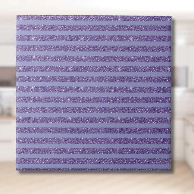 Tiefes Amethyst Glitter Style Horizontale Streifen Fliese (Von Creator hochgeladen)