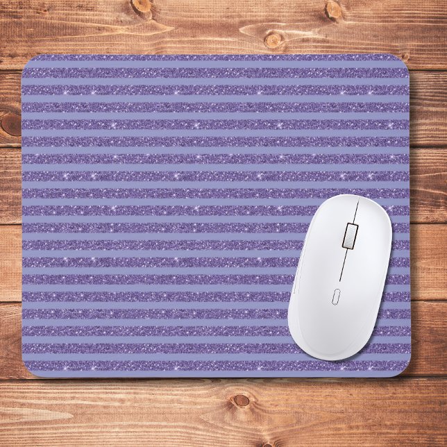 Tiefes Amethyst Glitter Style Horizontale Streifen Mousepad (Von Creator hochgeladen)