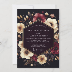 Tiefes Beeren-Blumen-Hochzeitsromantik Einladung