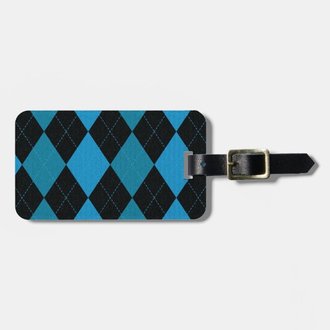 Tiefes blaues und schwarzes Rauten-Muster Gepäckanhänger (Vorderseite horizontal)