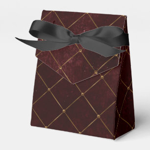 Tiefes Burgund und Gold-Gittermuster Geschenkschachtel