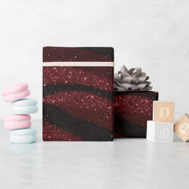 Tiefes Burgunder-Wein Schwarz Glitter-Muster Geschenkpapier