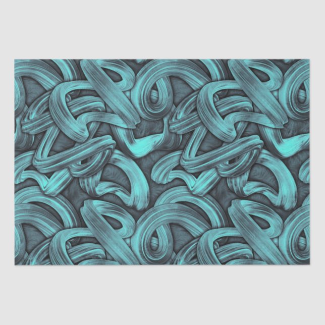 tiefes Denken - Schwarz und aquamarin: Seidenpapier (Vorderseite)