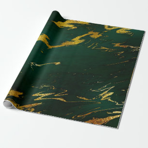 Tiefes Erdgoldmarmor-Grün-Waldland Geschenkpapier
