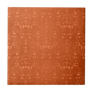 Tiefes Gebranntes Orange Fancy Damastmuster Fliese