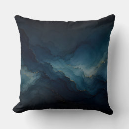 Tiefes Gezeiten-Navy-Teal-Ozean-Abstrakt-Wurfkisse Kissen