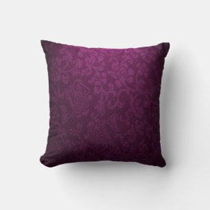 Tiefes Himbeer-Rot Damast Vintage Nouveau Chic Kissen
