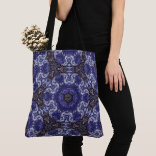 Tiefes Indigo-Swirbel-Mandala mit fließenden Muste