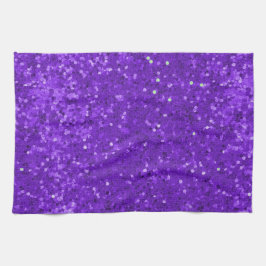 Tiefes Lila-Glamour-Faux-Glitter-Muster Geschirrtuch