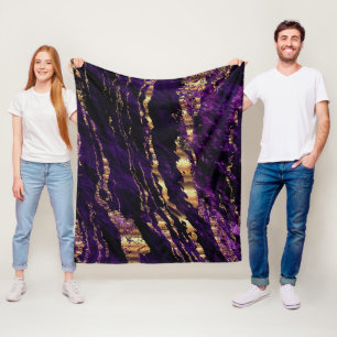 Tiefes Lila Marmordesign Fleecedecke