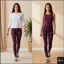 Tiefes Malvenrosa Geplusterte Glitch-Gitter-Muster Leggings