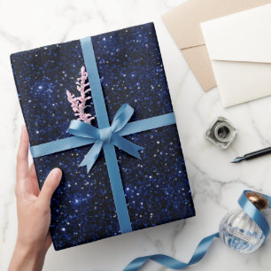 Tiefes Marineblau Feines Dunkelblau Glittermuster Geschenkpapier