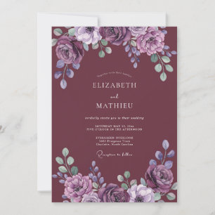 Tiefes Mauve Gemaltes Hochzeit Einladung