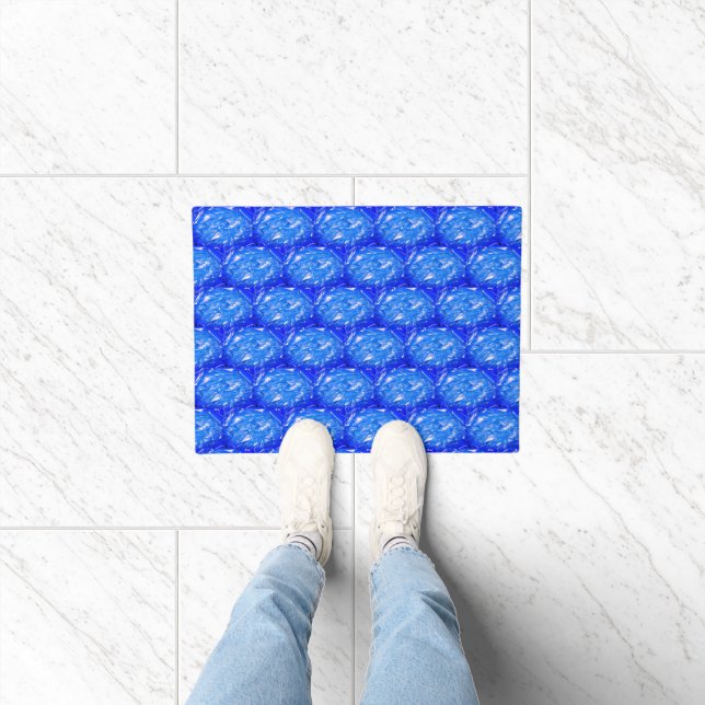 Tiefes Ozeanblau Geometrisch  Fußmatte (Indoor)