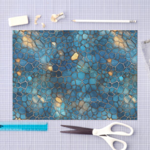 Tiefes Ozeanblau & Gold Aquarell-Muschel-Decoupage Seidenpapier