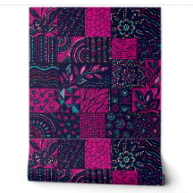 Tiefes Pflaume- und Magenta-Mehrfarben-Patchwork-W
