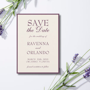Tiefes Pflaumen-Creme-Altes-Geld-Elegantes-Glamour Save The Date