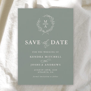 Tiefes Salbei Einfach Elegantes Monogramm Merken S Save The Date