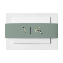 Tiefes Salbei-Monogramm-Hochzeitsband Einladungsbanderole