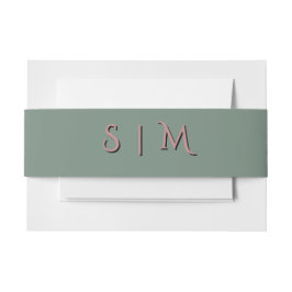 Tiefes Salbei-Monogramm-Hochzeitsband Einladungsbanderole