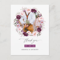 Tiefes Samt & Blassrosa Florales Hochzeits-Dankesc