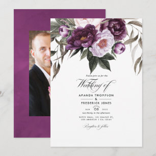Tiefes Samt Blumen Hochzeitsfoto Einladung