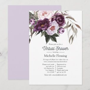 Tiefes Samt Blumen Virtuelle Babyparty Einladung