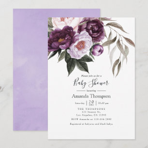 Tiefes Samt Blumiges Babyshower Einladung